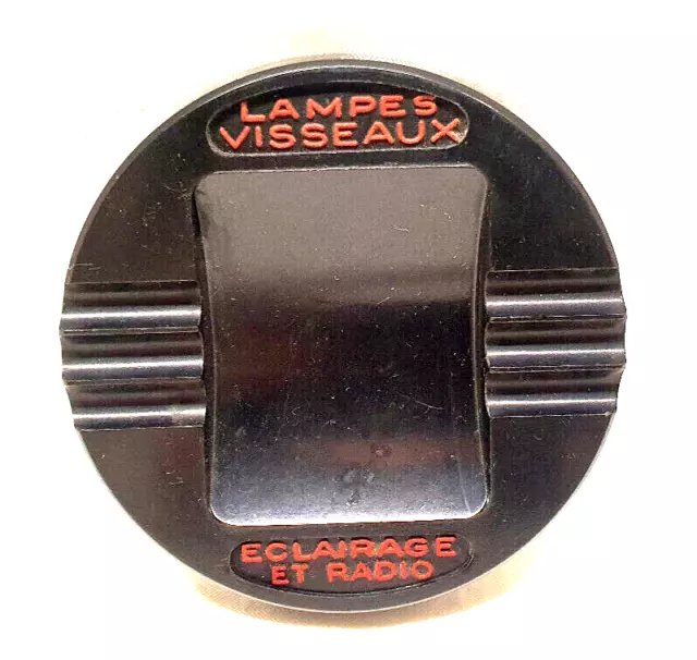 Ancien Cendrier Publicitaire Lampes Visseaux Eclairages et Radio Bakélite