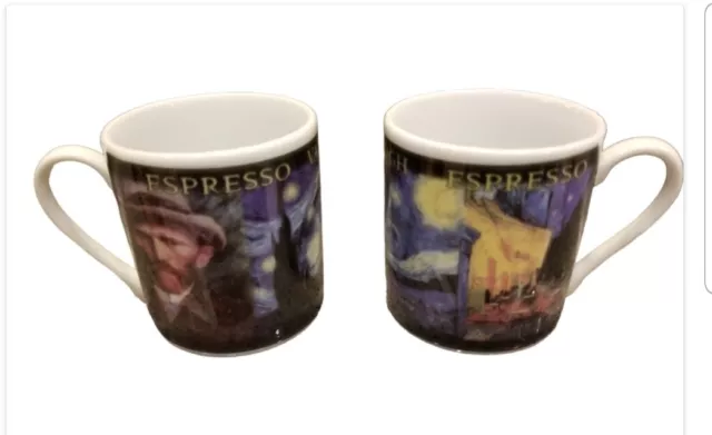 Vintage Van Gogh Ceramic Espresso Cup Vodkas Vodka GOGH GEAR Set of 2