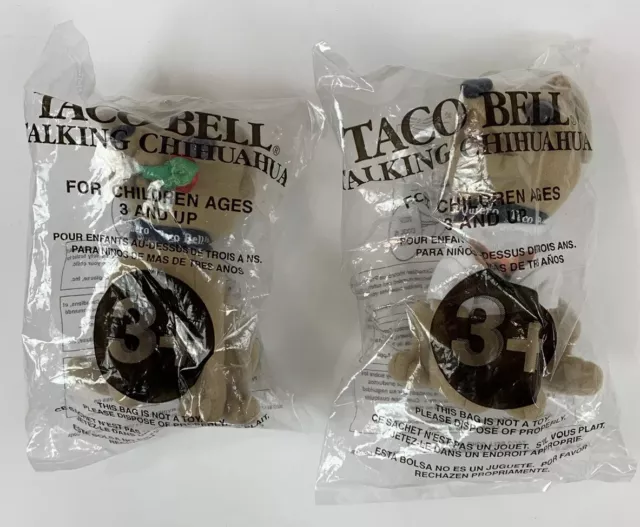 Vtg Applause Taco Bell Talking Chihuahua Plush Lot of 2 NIP No Sound