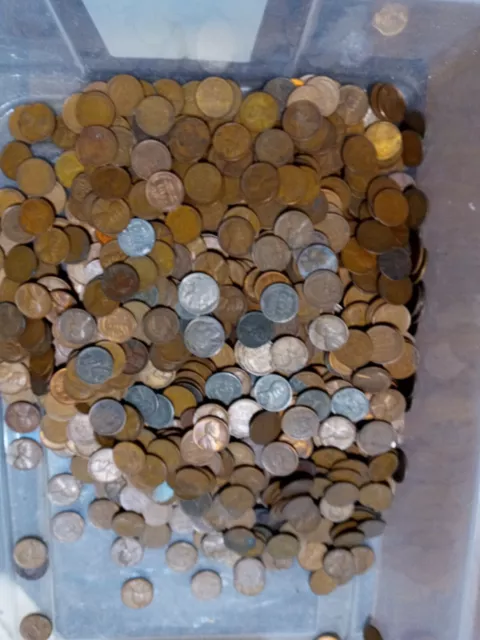 Lincoln Cent Penny  wheat back coins  approx 1,000 pc lot + bonus  (7+ pounds) A