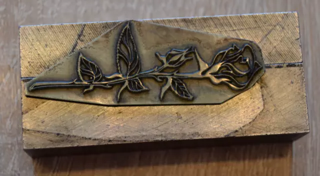 Druckstock Klischee, "Einzelne Rose" , Ca. 6 x 2,5 cm,