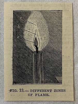 1885 Pequeño Revista Grabado ~ Diferente Zonas De Llama