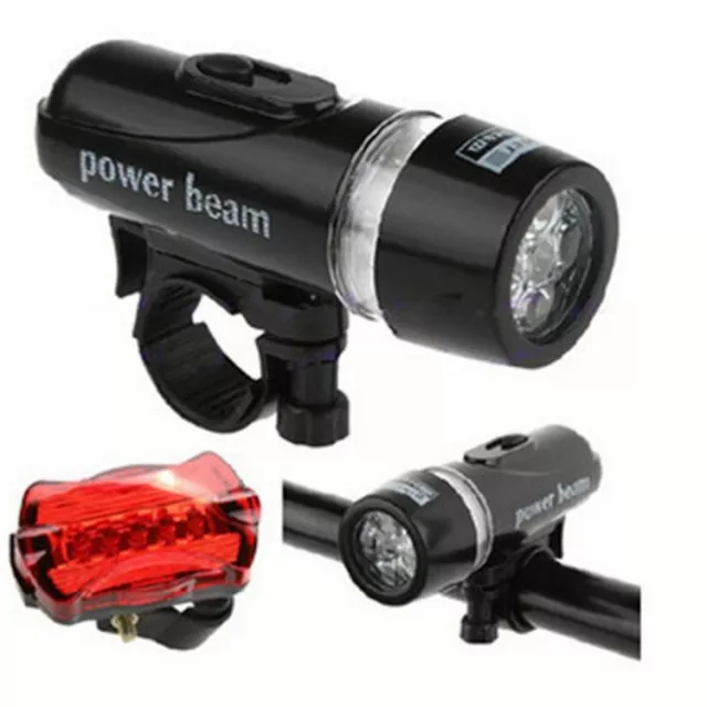 5 Led Mountain Bike Lights Bicycle Torch Front & Rear Lamp Waterproof Kit Bright