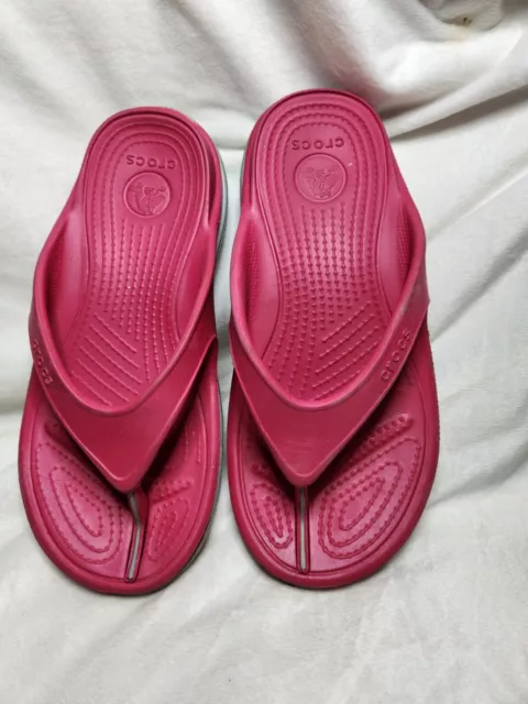 Crocs Athens Gray Pink Slip On Flip Flops Thong Casual Comfort Sandals Size 8