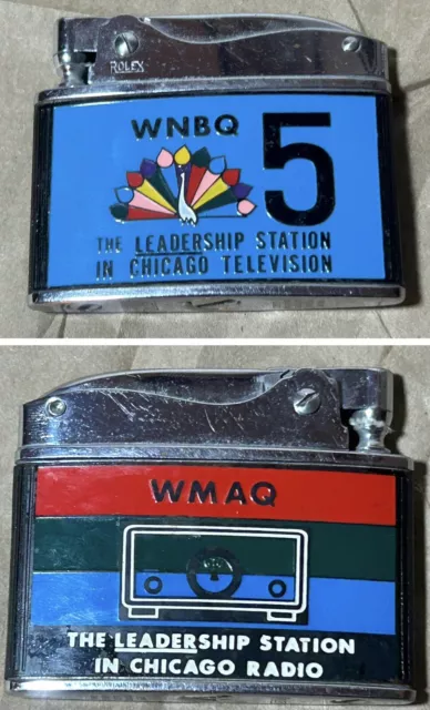 Vintage NBC Peacock Chicago WNBQ TV Channel 5 WMAQ Radio Rolex Lighter 1950s