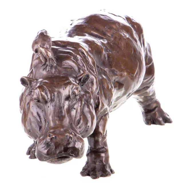 Bronze Skulptur Nilpferd Hippo Deko Figur 40cm Echte Bronze Signiert NEU bj.156 2