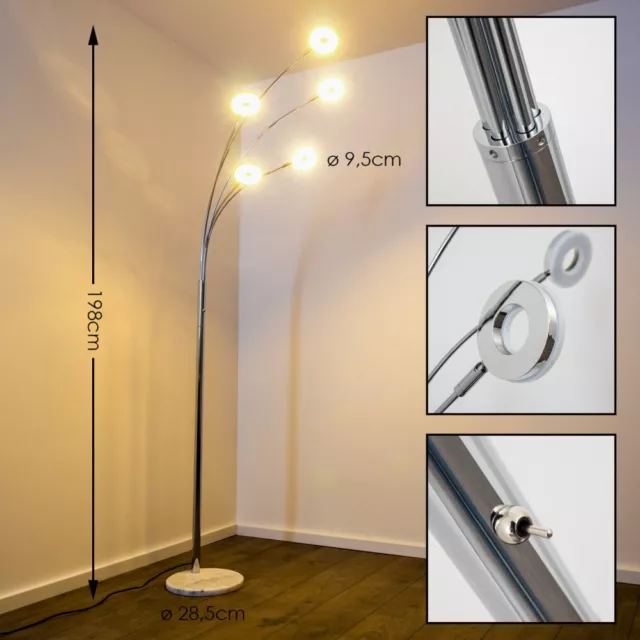 LED Design Steh Lampe Standleuchten Wohnzimmer Lese Licht Chrom Boden Leuchte