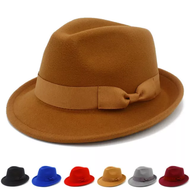 Unisex Fedora Hats Mens Womens Jazz Hat Wide-Brim Panama Style Fashion Felt Cap. 3