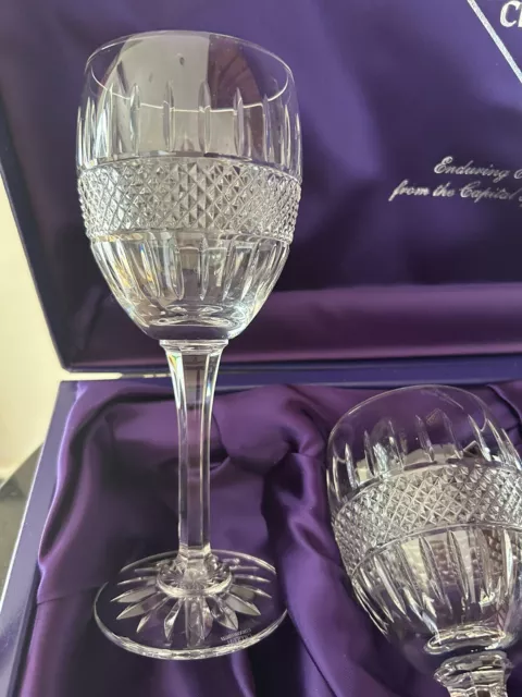 4 X Edinburgh Crystal Made In Scotland Large Wine Glasses /Goblets Boxed 3