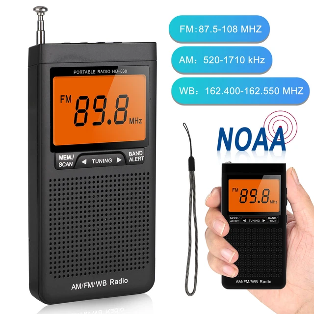 NOAA AM FM Radio Battery Operated Radio Portable Pocket AutoSearch