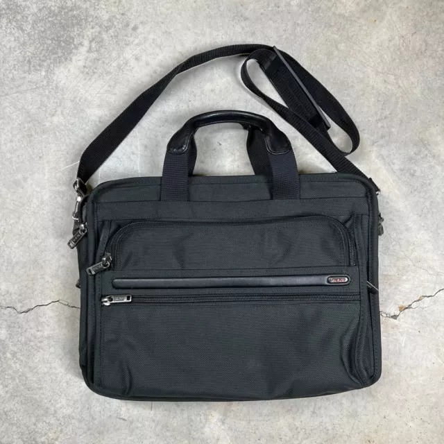 Tumi Alpha Ballistic Nylon Messenger Computer Bag 16" Black Soft Briefcase