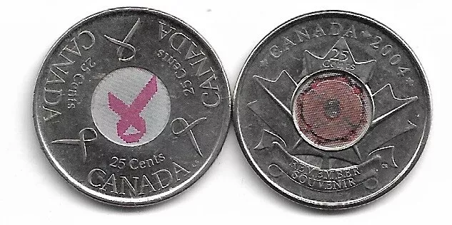 A149 . Canada . Lot De 2 Pieces De 25 Cents Differentes .