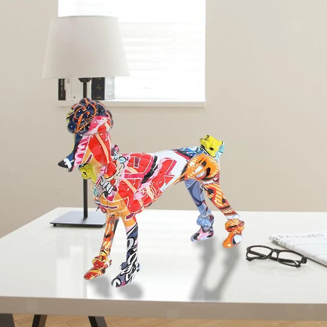 Peint Caniche Chien Figurine Statue Décoration de La Maison De Mariage