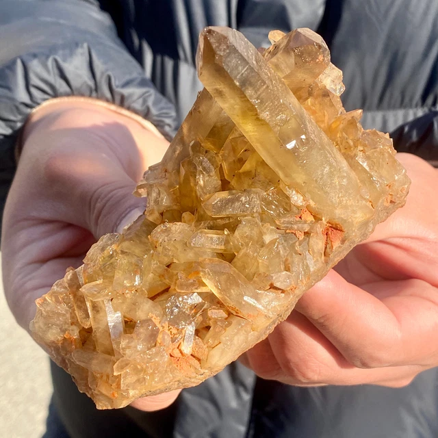 415G New Find Yellow Phantom Quartz Crystal Cluster Mineral Specimen Healing