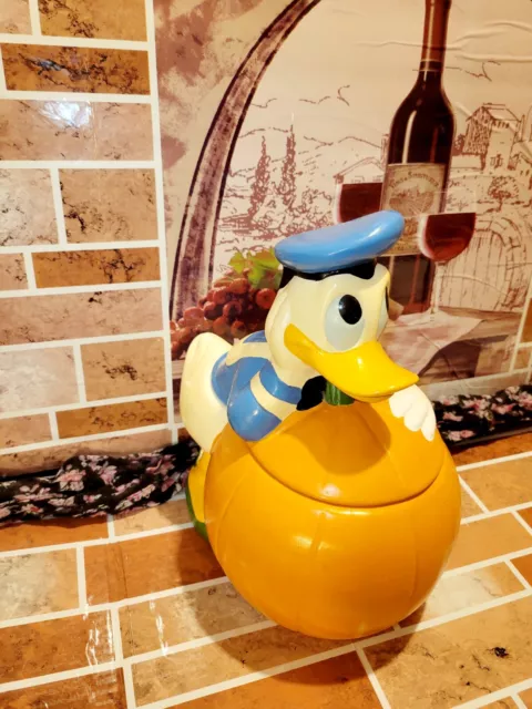 Walt Disney Productions 865 Donald Duck w/Pumpkin Ceramic Cookie Jar