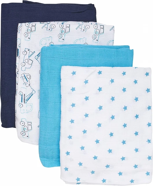 Care Langes Coton Bébé 70 x 70, Lot de 10 Taille unique, 4 Blue (709)