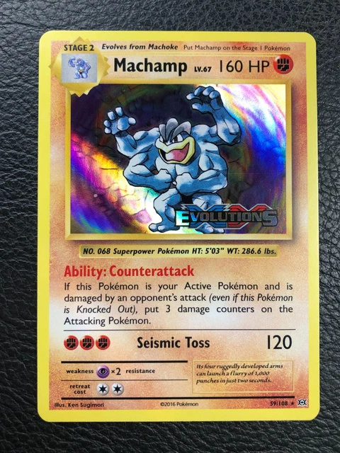 Pokemon Card Machamp 59/108 Entwicklungen Pre Release Stamp XY 2016 Holo Rare