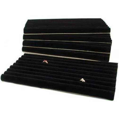 5 Ring Tray Black Velvet Jewelry Showcase Display Unit 14 1/8" x 7 5/8"