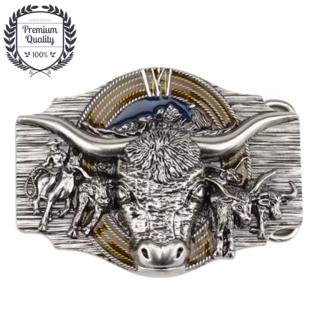 Metal Zinc Alloy Belt Buckle Western Cowboy Casual Fashion Style Silver Bison