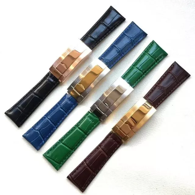 Genuine Leather Watch Strap Band 20mm For Rolex Daytona GMT Datejust Submariner