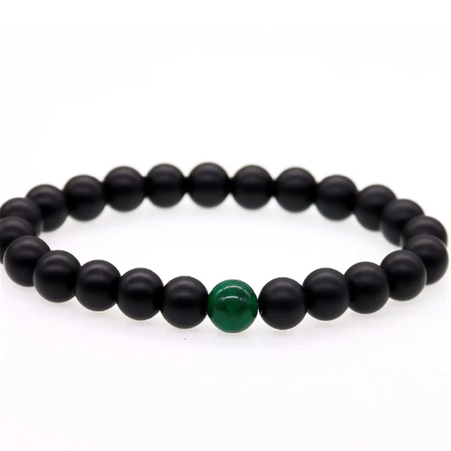 8mm Frosted Obsidian Gemstone Mala Bracelet 7.5 inch Men Chakras Lucky Energy