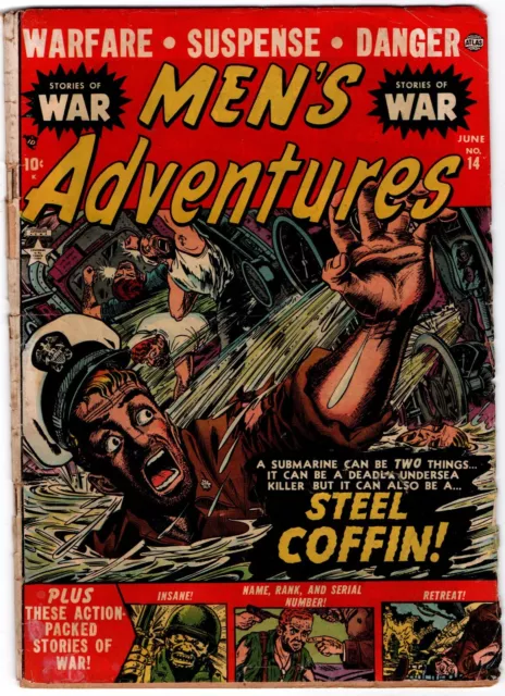 Men's Adventures #14  G 2.0  1952 Atlas war  "Steel Coffin"