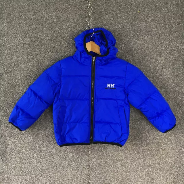 Helly Hansen puffer jacket kids L blue hooded insulated zip up snow ski boy girl