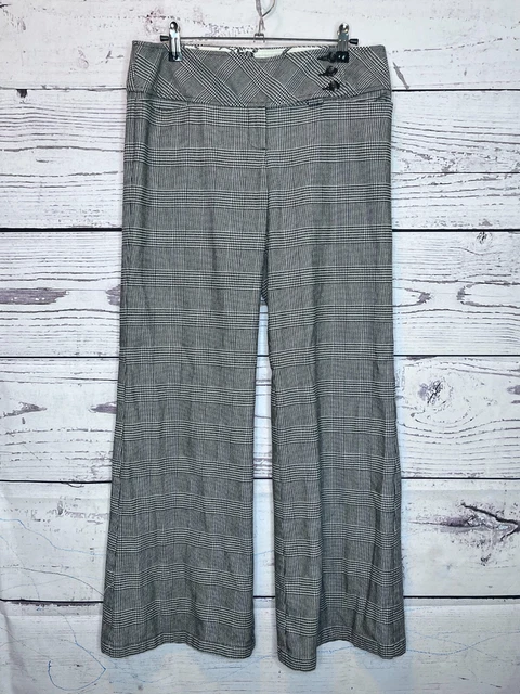 Nanette Lepore Y2K Low Rise Houndstooth Plaid Wide Leg Trouser Dress Pant SZ 6 Nanette Lepore Y2K Low Rise Houndstooth Plaid Wide Leg Trouser Dress Pant SZ 6