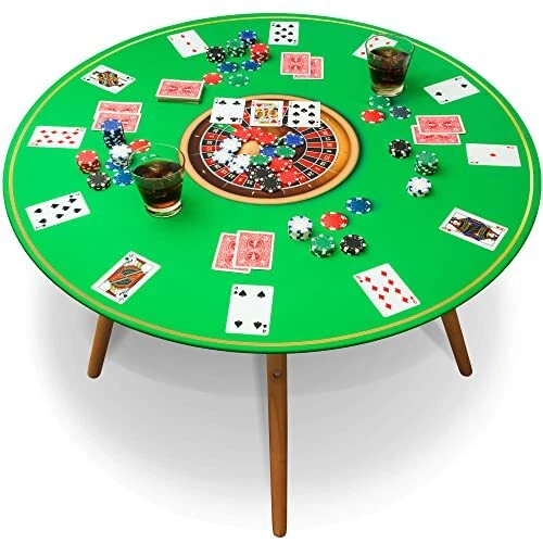 TableGamez Card Table Cover – Round Fitted Card Table Tablecloth With Elastic...