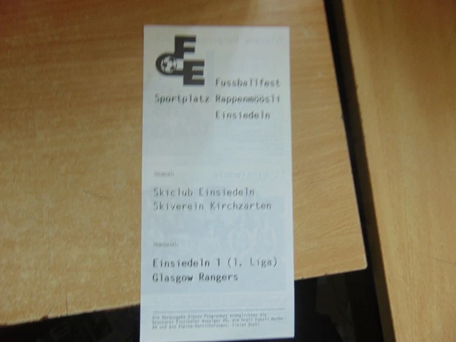 Friendly 1984/5 RC Einsiedeln v Glasgow Rangers