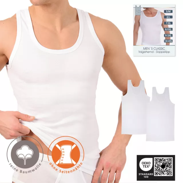 2-4-8 Stück Unterhemden Herren Weiß Achselhemd Doppelripp Baumwolle Gr. M - 6XL