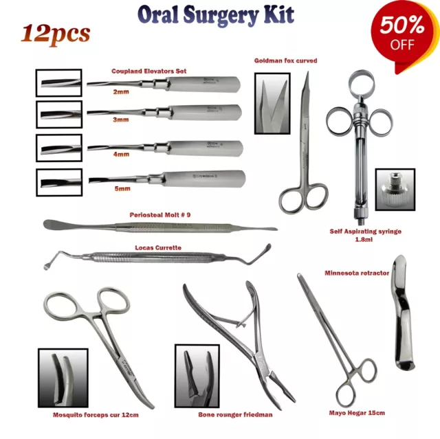 Cirugía Oral Quirúrgicas Extracción Kit de 12 - Tooth Root Extracting Surgery CE