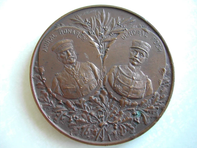 Médaille Bronze 68 mm - Bataille de l'Yser - Ronarc'h / Foch WW1 - Allouard 1914