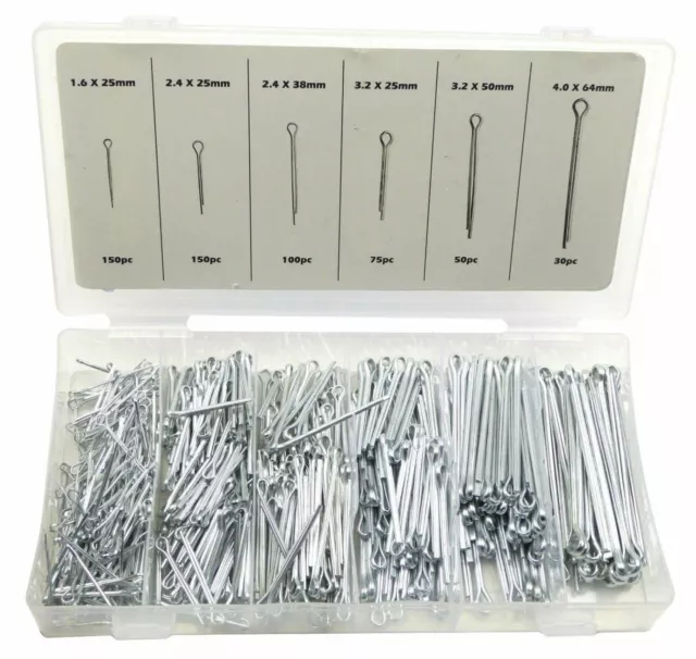 555pc Cotter Pins Split Pin Fixings Assorted set + storage case