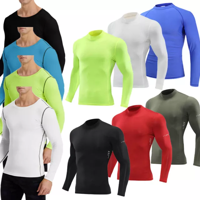 Mens Quick Dry Long Sleeve Tops Activewear Shirt Bodybuilding Muscle T Shirts
