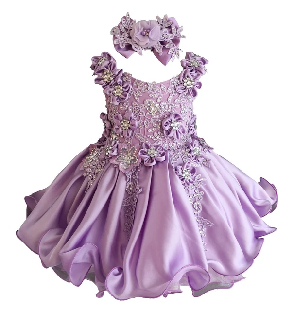 G535 lace floral  lnfant Toddler Baby Newborn Girl's Pageant  Dress 12-18months