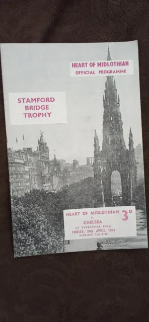 Heart Of Midlothian v Chelsea 1963/64 Friendly  Programme