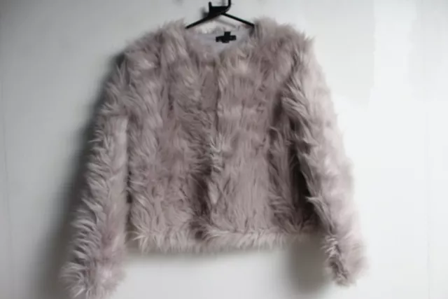 New Look Womens Faux Fur Coat - Dusty Pink - Size M Medium (g99)
