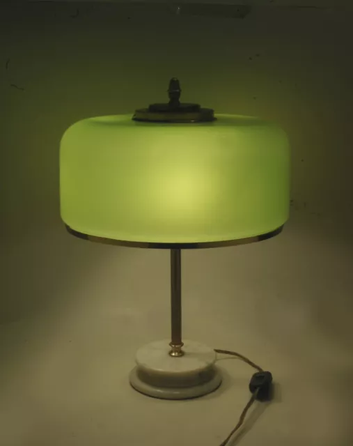 Rarissima Lampada Diffusore In Vetro Verde Incamiciato Design Italiano Anni '50