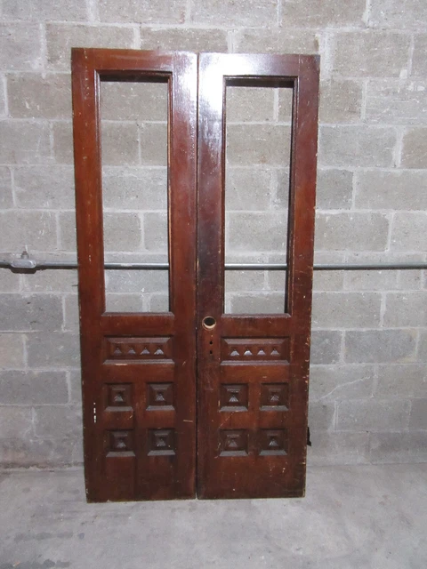 ~ Antique Carved Double Entrance French Doors ~ 43 X 84 ~ Architectural Salvage