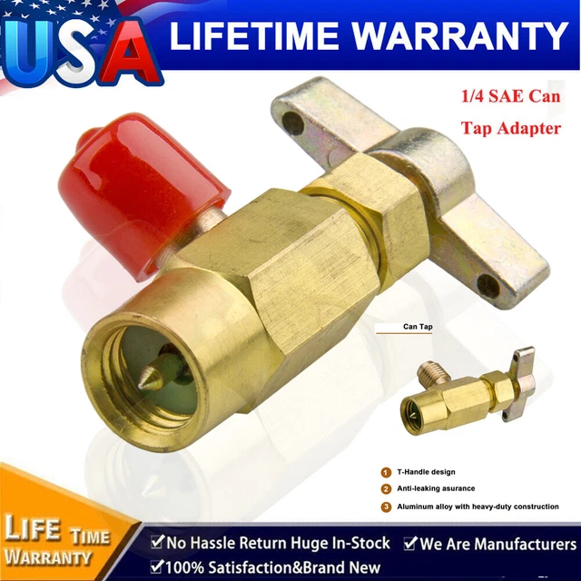 Recharge Hose Adapter Self-Sealing Can A/C Tap Opener Tool Freon Refrigerant Kit