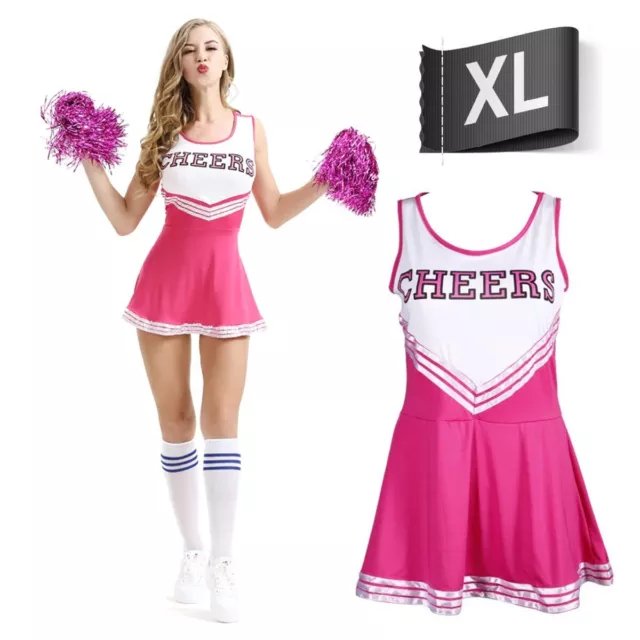 HIGH SCHOOL GIRLS CHEER OUTFIT Musical Uniform Team Sport Cheerleader + Pompom