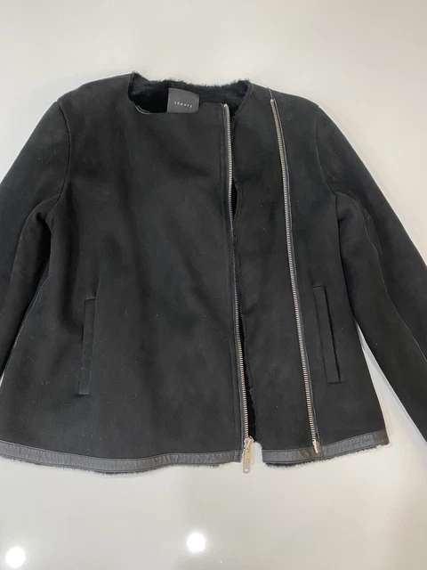 Theory Shearling Fur Suede Jacket Coat Black Size Large Original Price $1,725 Theory Shearling Fur Suede Jacket Coat Black Size Large Original Price $1,725