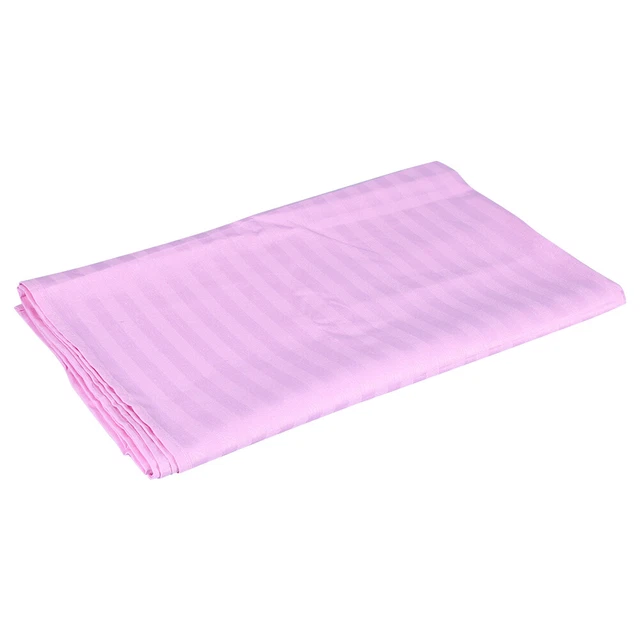 Sábana de algodón a rayas cubierta de cama de tratamiento SPA con orificio de respiración facial (rosa BST)