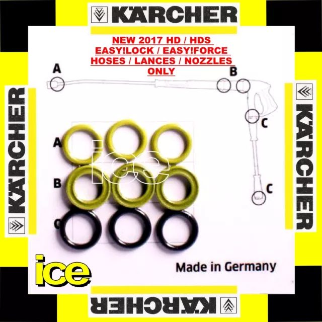 Genuine HD HDS EasyLock Karcher Pressure Washer Lance Hose O-Ring Set 28800010