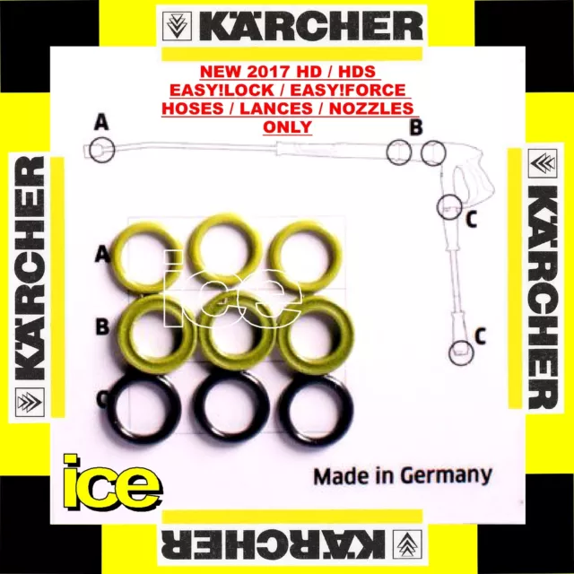 Original Karcher 2017 Easy Force Hose Lance Nozzle O-Ring Seals Washers Gaskets