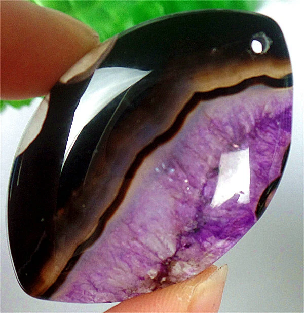 49x32x7mm Black&Purple Stripes Druzy Geode Agate Marquise Pendant Bead ZL5469
