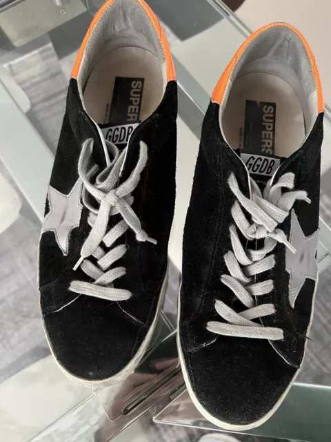 Golden Goose Super-Star Suede Sneakers - Size 9  42 black & Orange