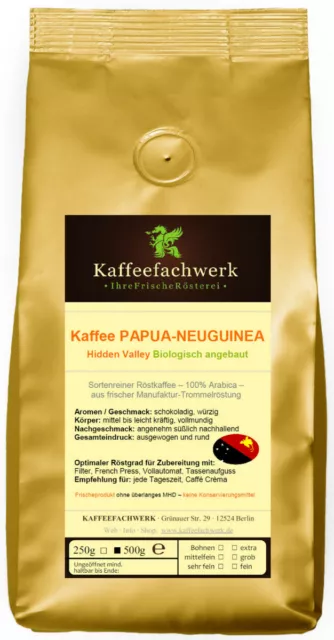 Kaffee Papua Neuguinea aus Bio Anbau 500g - Frisch gerösteter Manufaktur Kaffee