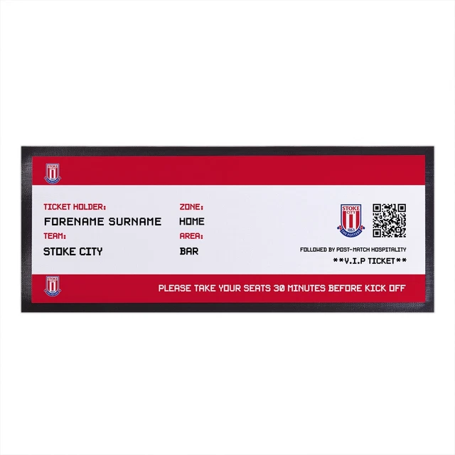 Stoke City FC Officially Licensed - Ticket - Personalised Bar Runner